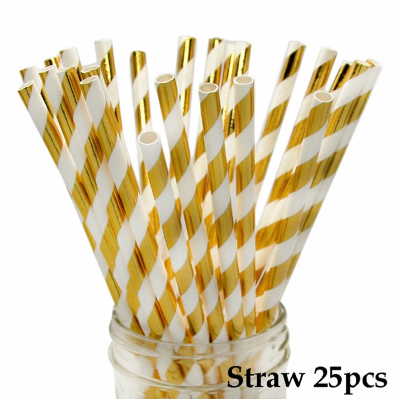 

Розовые золотые одноразовые трубочки для напитков