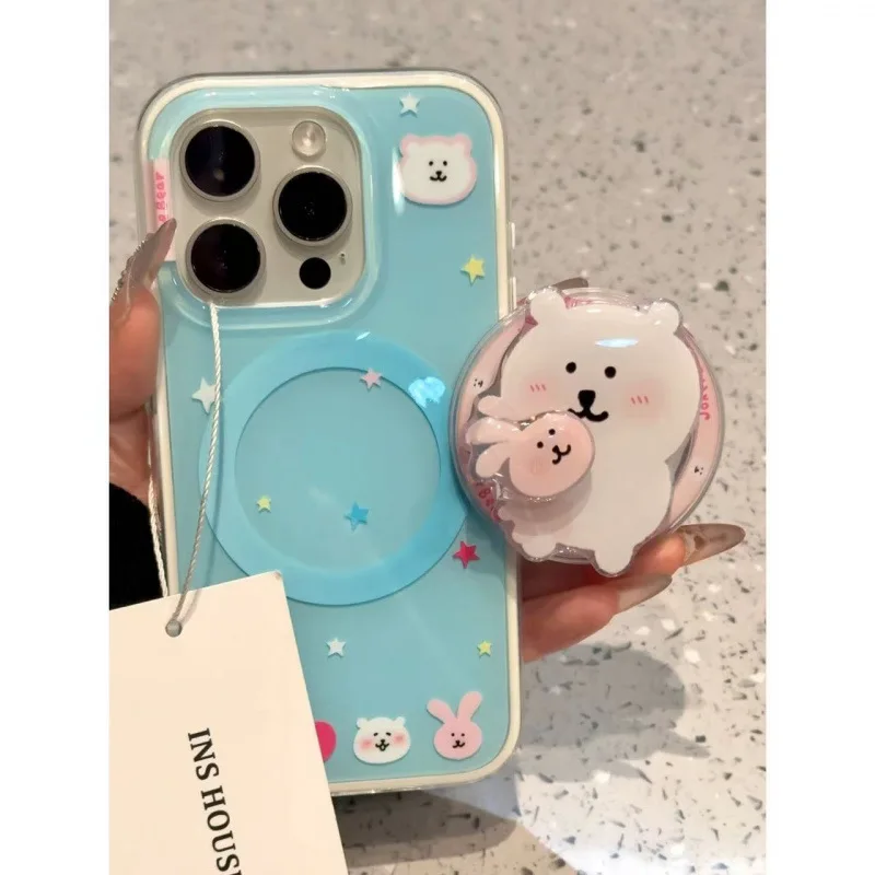 Фото Чехол для телефона Kawaii Joke Bear Nagano Bear Chiikawa с принтом, полная защита объектива, противоударный силиконовый чехол для смартфона iPhone 16 Pro №4