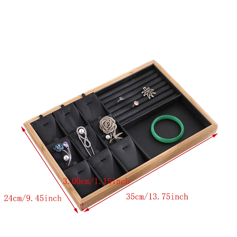 Бамбуковый лоток для украшений из искусственной кожи