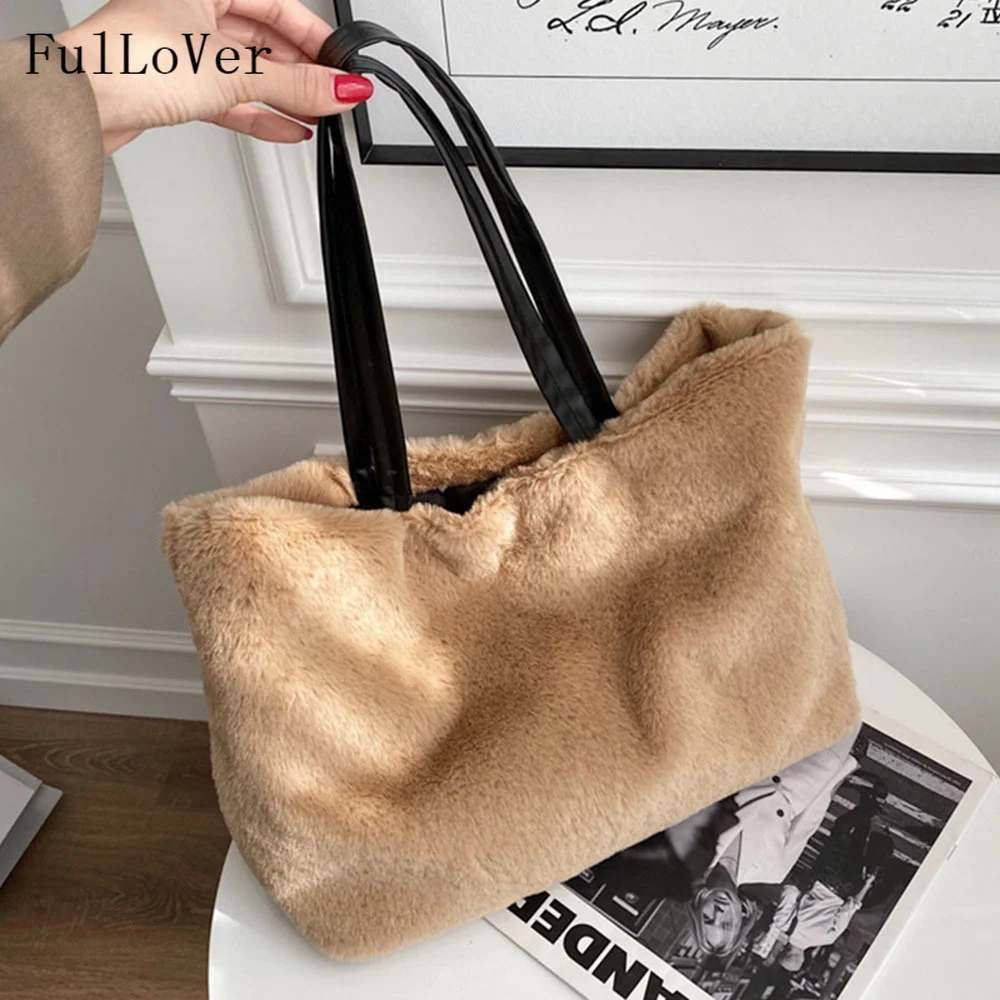 

Women Wool Tote Shoulder Bags New 2023 Handbags Large Capacity Plush Bags Large Capacity Designer Brand Purse And Bags
