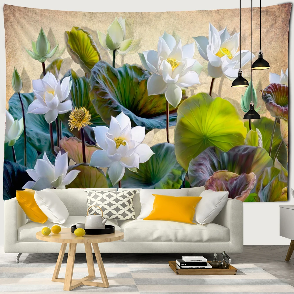 

Flower Painting Botanical Tapestry Wall Hanging Chart Hippie Bohemian Tapestry Colorful Psychedelic Boho Wall Cloth Home Decor