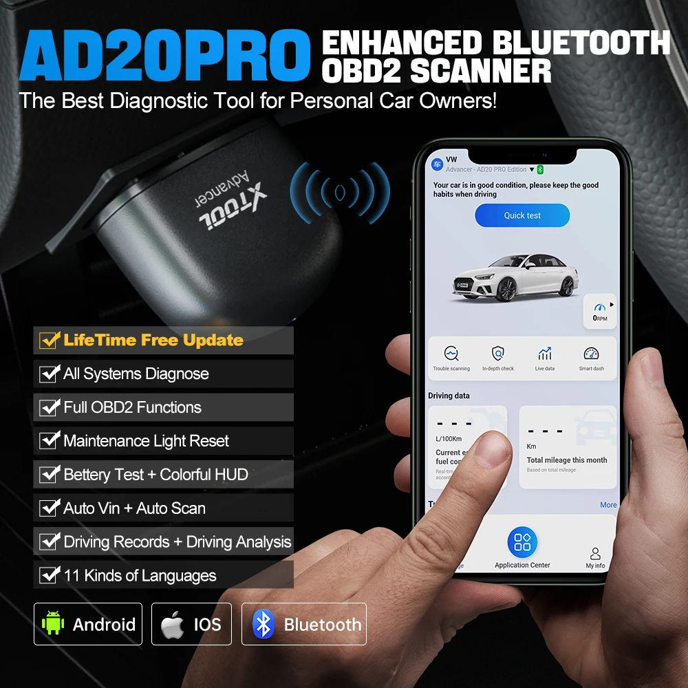 XTOOL Advancer AD20Pro OBD2 Bluetooth-сканер Полная система Автомобильный диагностический