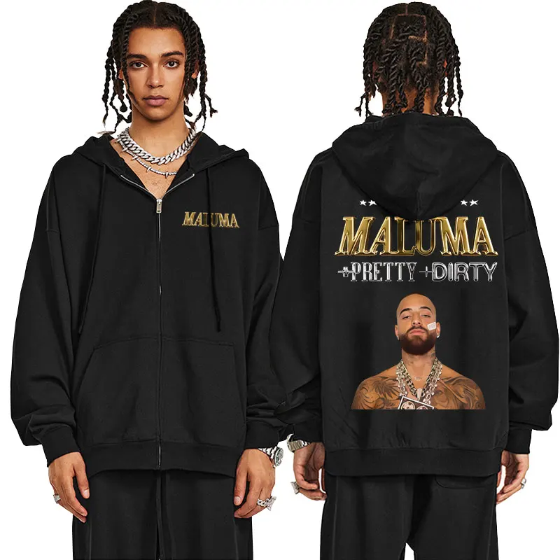 Фото Рэпер Maluma Pretty Dirty Europet Tour 2025 Толстовка на молнии Мужчины Женщины Хип-хоп Мода Толстовка на молнии Мужская Повседневная Куртка на молнии №1