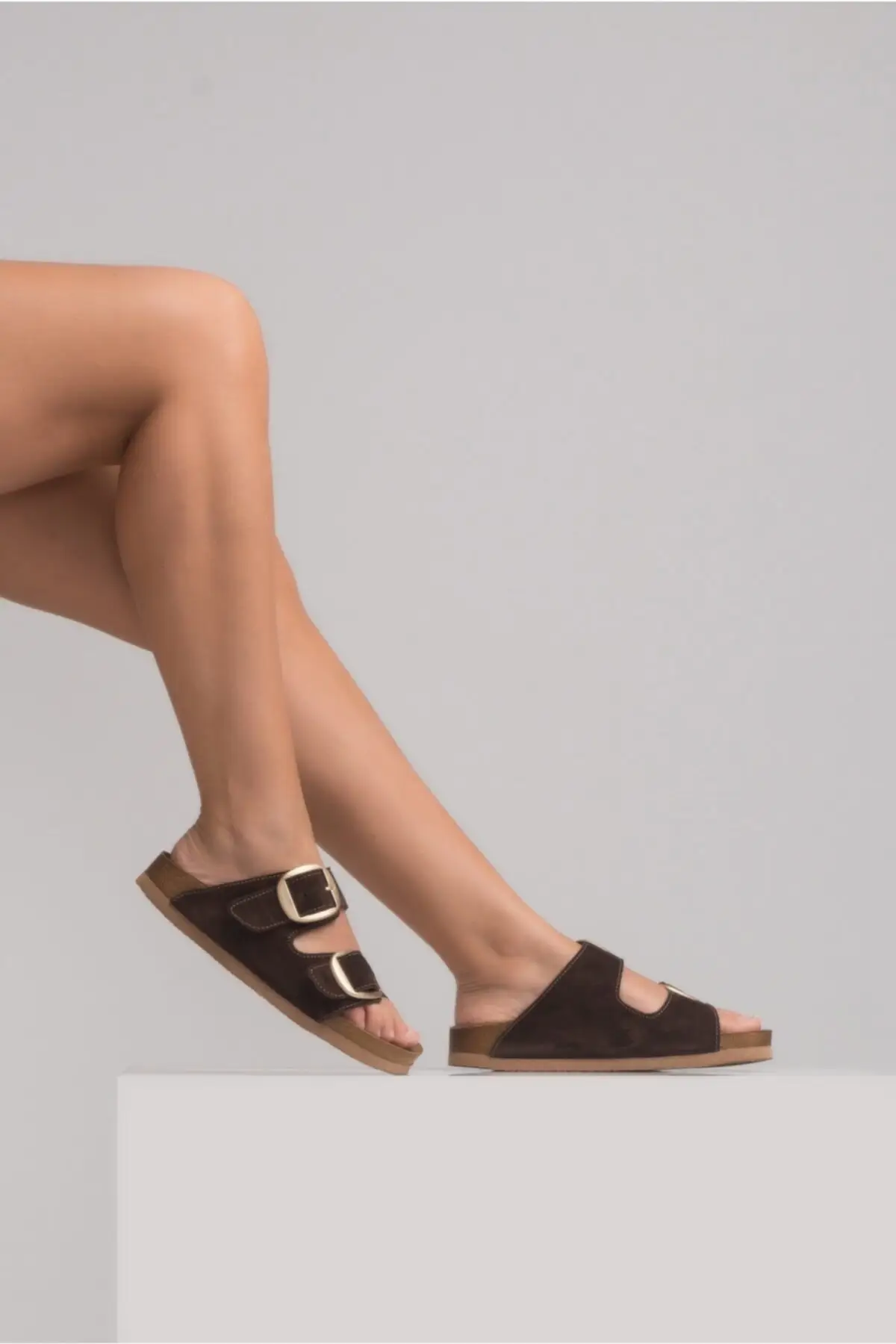 

Женские коричневые замшевые кожаные Тапочки