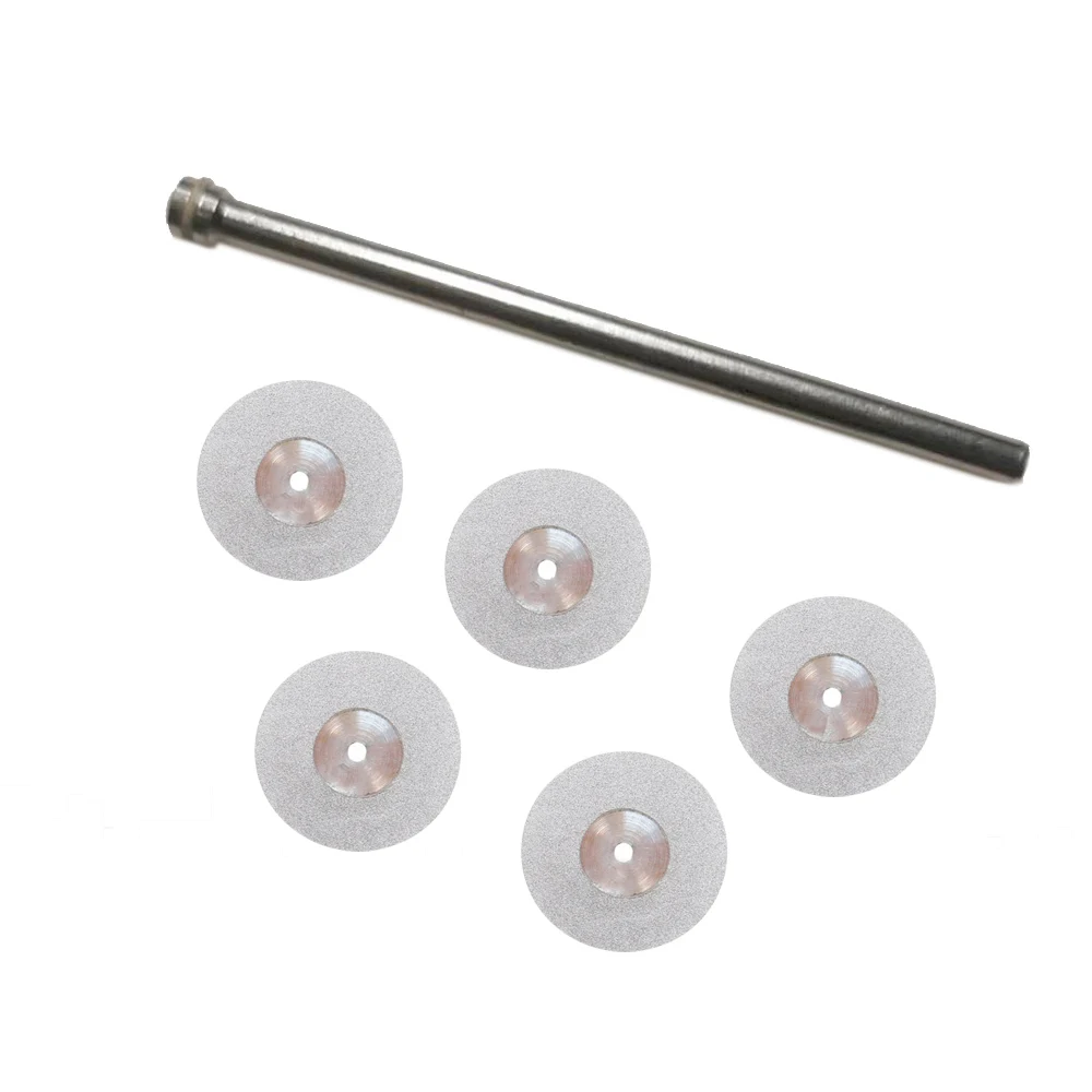 

New 5pcs Dental Ultramicro 10*0.15mm Diamond Cutting Disc for separating polishing ceramic crown plaster or jade with 1 mandrels