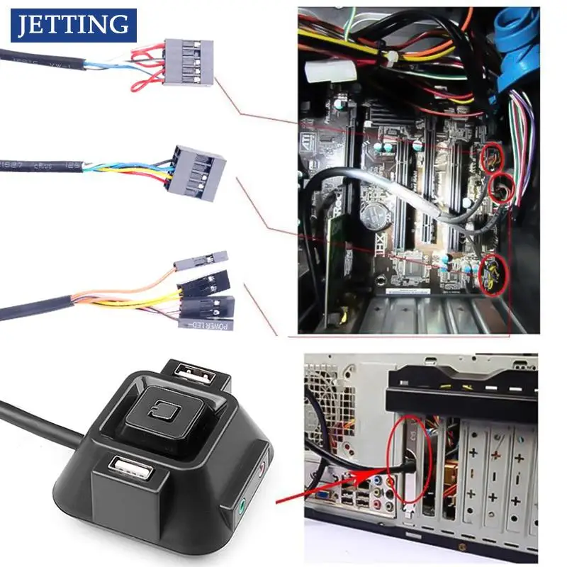 

Multifunctional USB 2.0 Computer PC Switch External Power On/Off Reset Button With Audio Microphone Port for Hotel PC Switches