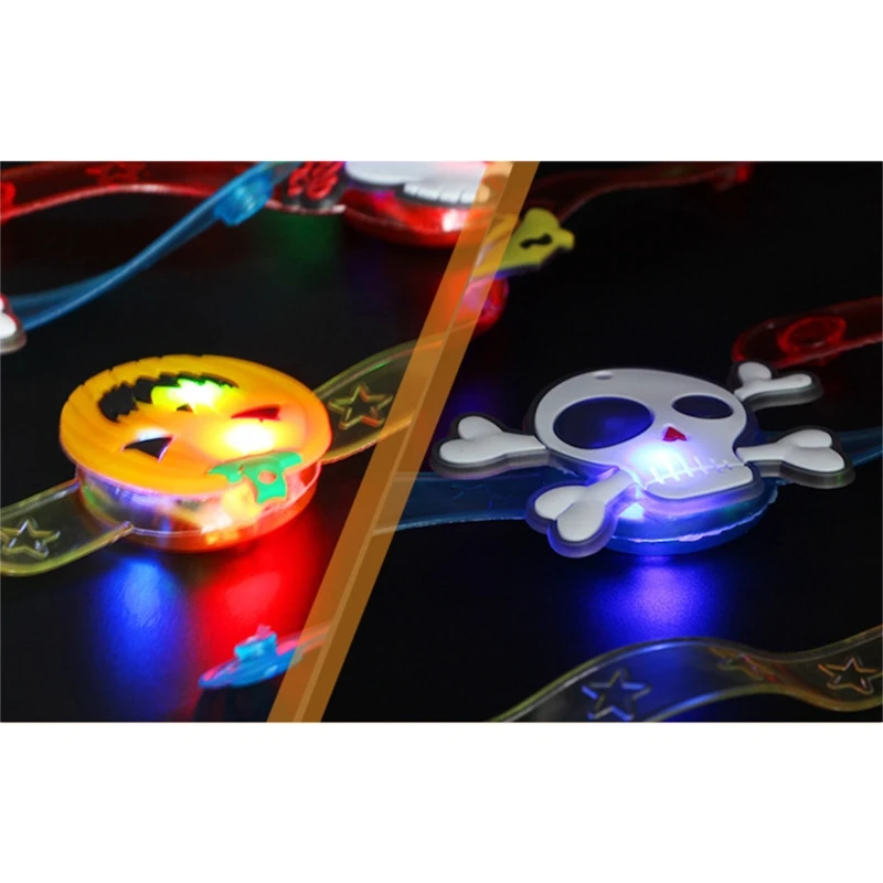 

H55E Светящийся силиконовый браслет для вечеринок с дизайном тыквенных призраков Мягкий браслет