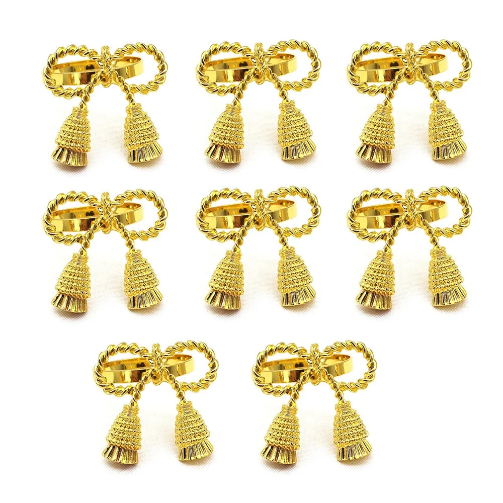 

8Pcs Bowknot Napkin Rings Metal Buckles Napkins Holder for Wedding Napkins Ring Party Christmas Decoration Table Setting