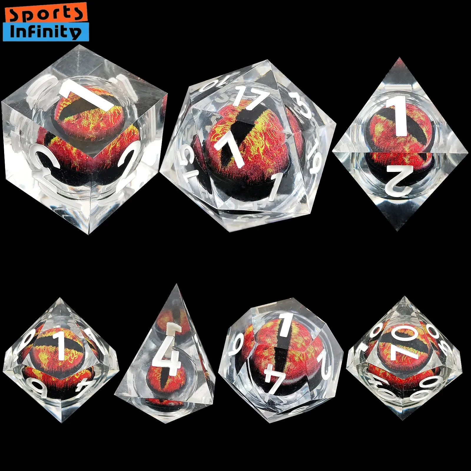 7 шт. набор мобильных кубиков Longan Dice из смолы с жидким сердечником для DND TRPG COC Running
