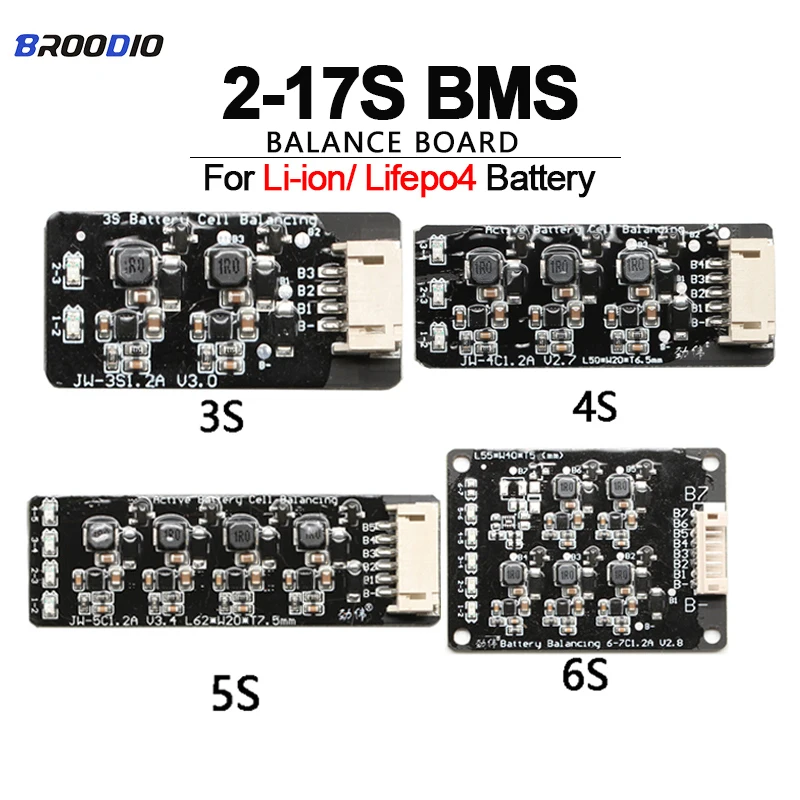 

BMS 1.2A 2S 3S 4S 5S 6S 7S 8S 10S 11S 12S 13S 14S 16S 17S For Li-ion Lipo Lifepo4 LFP Lithium Battery Active Equalizer Balancer