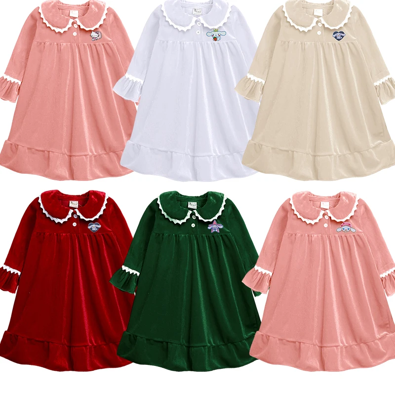 

2023 Kawaii Sanrio детское платье принцессы для девочек аниме Kuromi Mymelody Hello Kitty детские рождественские пижамы Ночная рубашка юбки в подарок