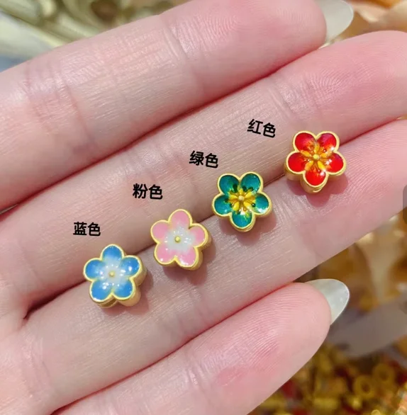 999 реальные золотые Φ 24k тонкие бусины распорки diy браслет краска Разноцветные