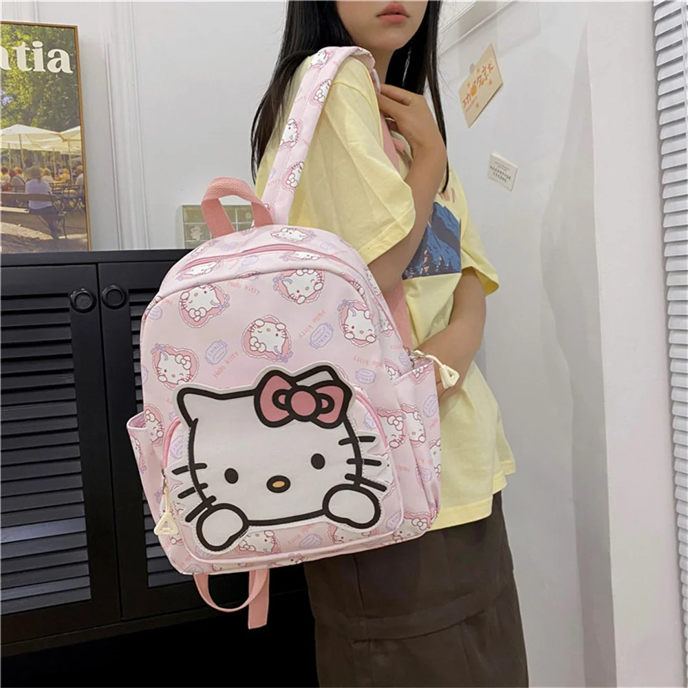 

Милый мультяшный Sanrio, Hello Kitty Kuromi Cinnamoroll, рюкзак, милые декоративные аксессуары, Вместительная дорожная сумка для хранения, подарок для девочки