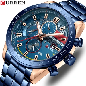 New CURREN Watches for Men Top Luxury Brand Causal Sport Mens Watch Steel Waterproof Quartz Wristwat