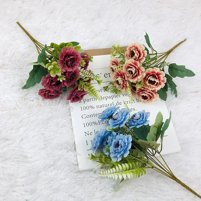 

a 7heads Artificial rose Flowers Wedding Home table Decoration High Quality Bouquet Fake Flower Arrangement Interior for home