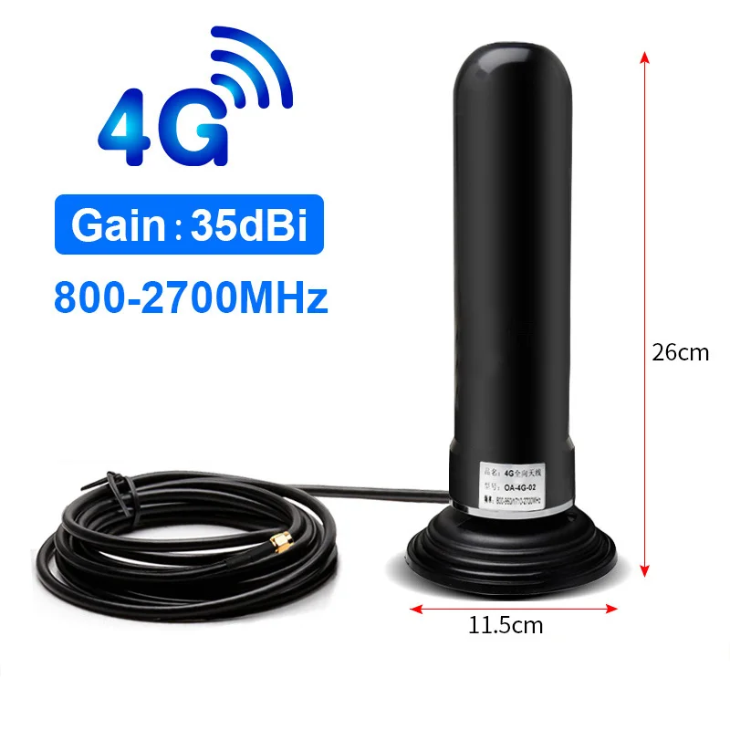 35dBi GSM 2G 3G 4G Antennas 800-2700MHz 3 Meters Cable SMA Male N Male Vehicle Car 11.5cm Magnetic Mount Antenna Signal Booster