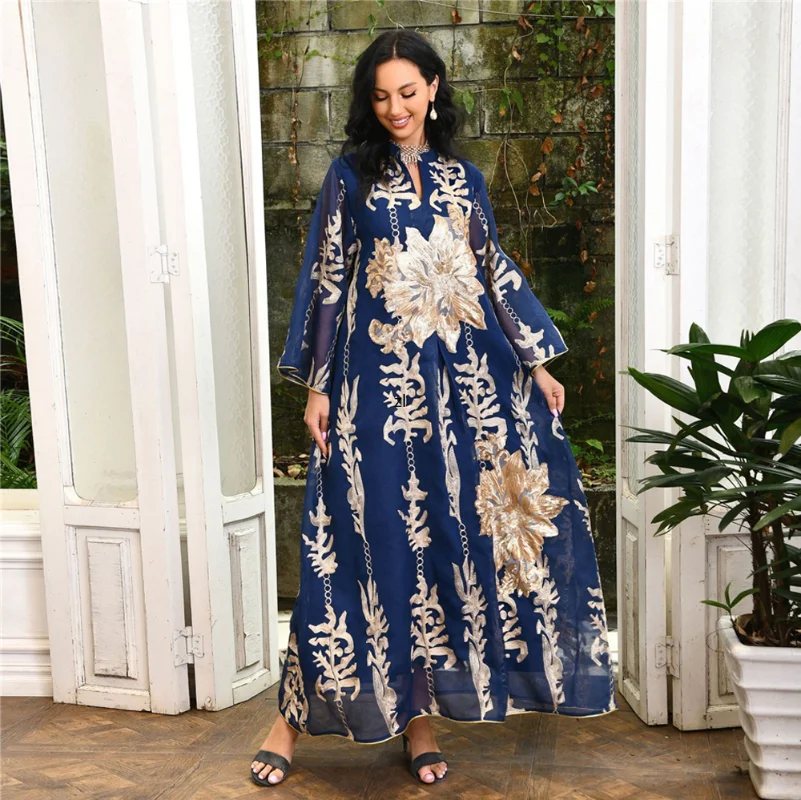 Eid Mubarak Abaya Dubai Turkey Muslim Long Sleeve Dress Islamic Clothing Wedding Party Gown Caftan Marocain Djellaba Femme