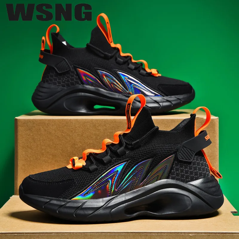 

WSNG Youth Men's Shoes Fashion Trend Casual Shoes Lightweight Breathable Mesh Luminous Sneakers Trendy Shoes Large Size Low Top
