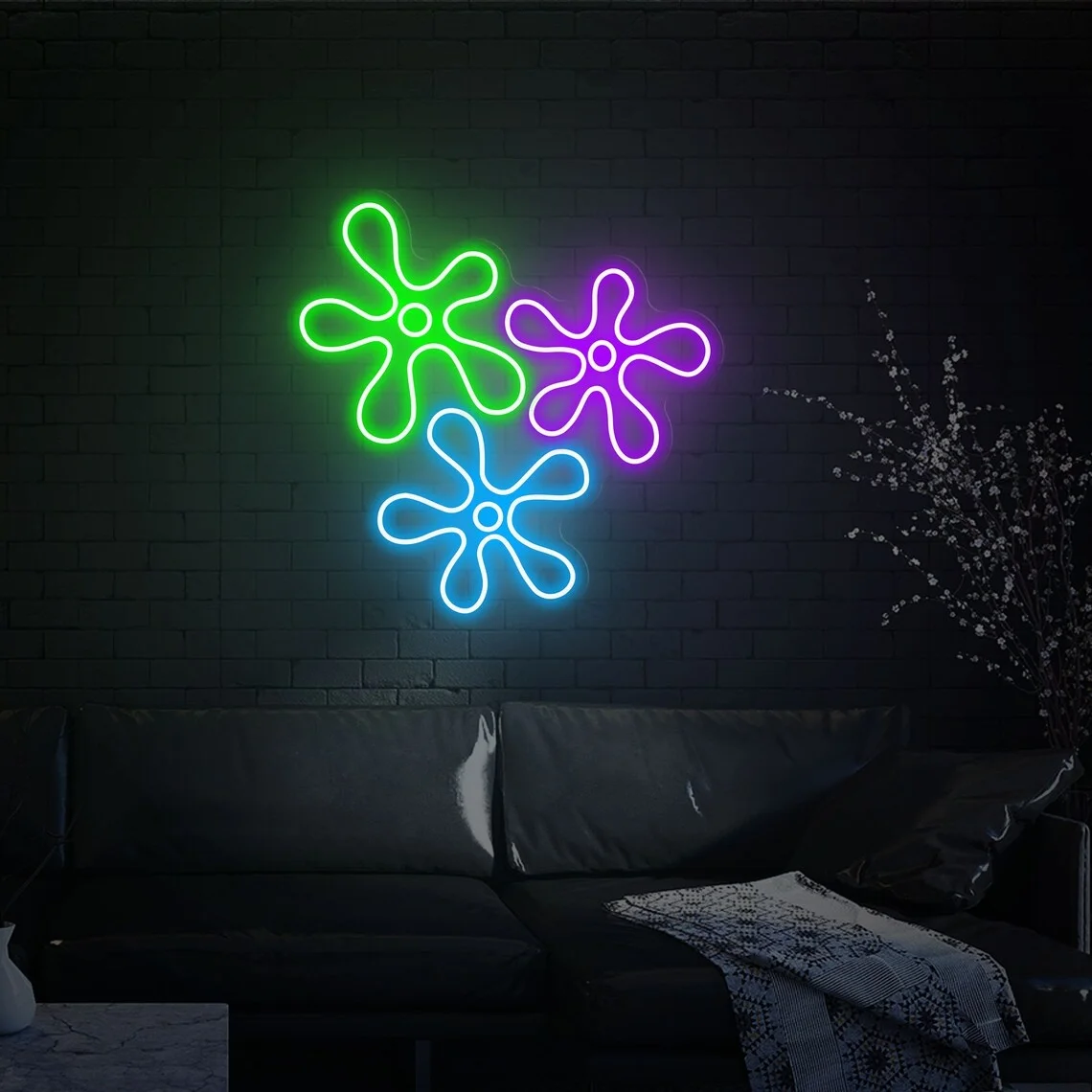 Неоновая вывеска в виде цветка на заказ неоновая Цветочная фотография декор для