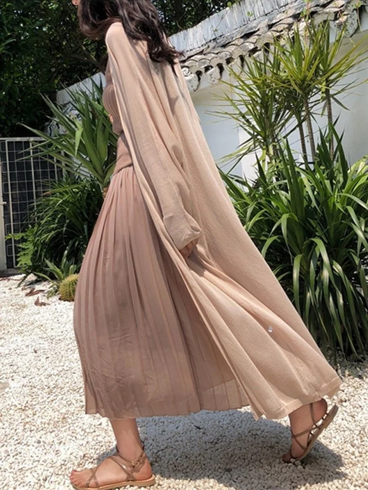 

Thin Knitted Long Cardigans Summer For Women 2022 White Solid Ladies Boho Cardigans Ice Silk Loose Beach Cardigan Long Cover Up