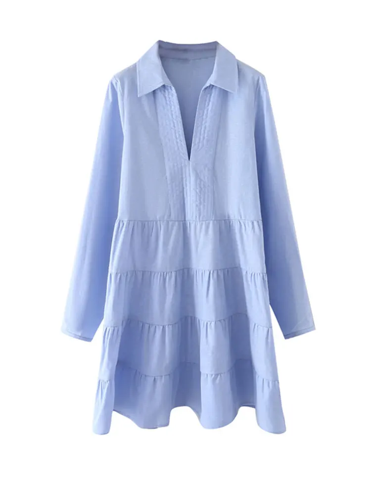 

Мини-платье Nlzgmsj ZBZA 2022, женские плиссированные платья с длинным рукавом и воланом на подоле, женское шикарное винтажное офисное платье, плат...