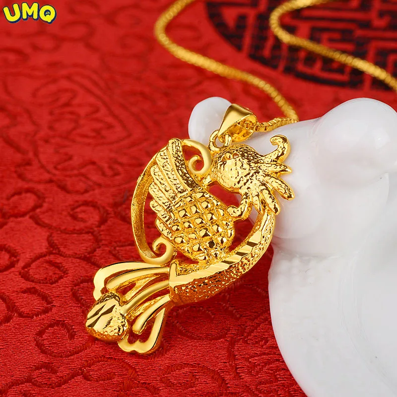 

Hi c Court Wind 24k Gold Bird Pendant Necklace for Female Party Jewelry with Box Chain Birthday Gift Girlfreind Long Not Fade