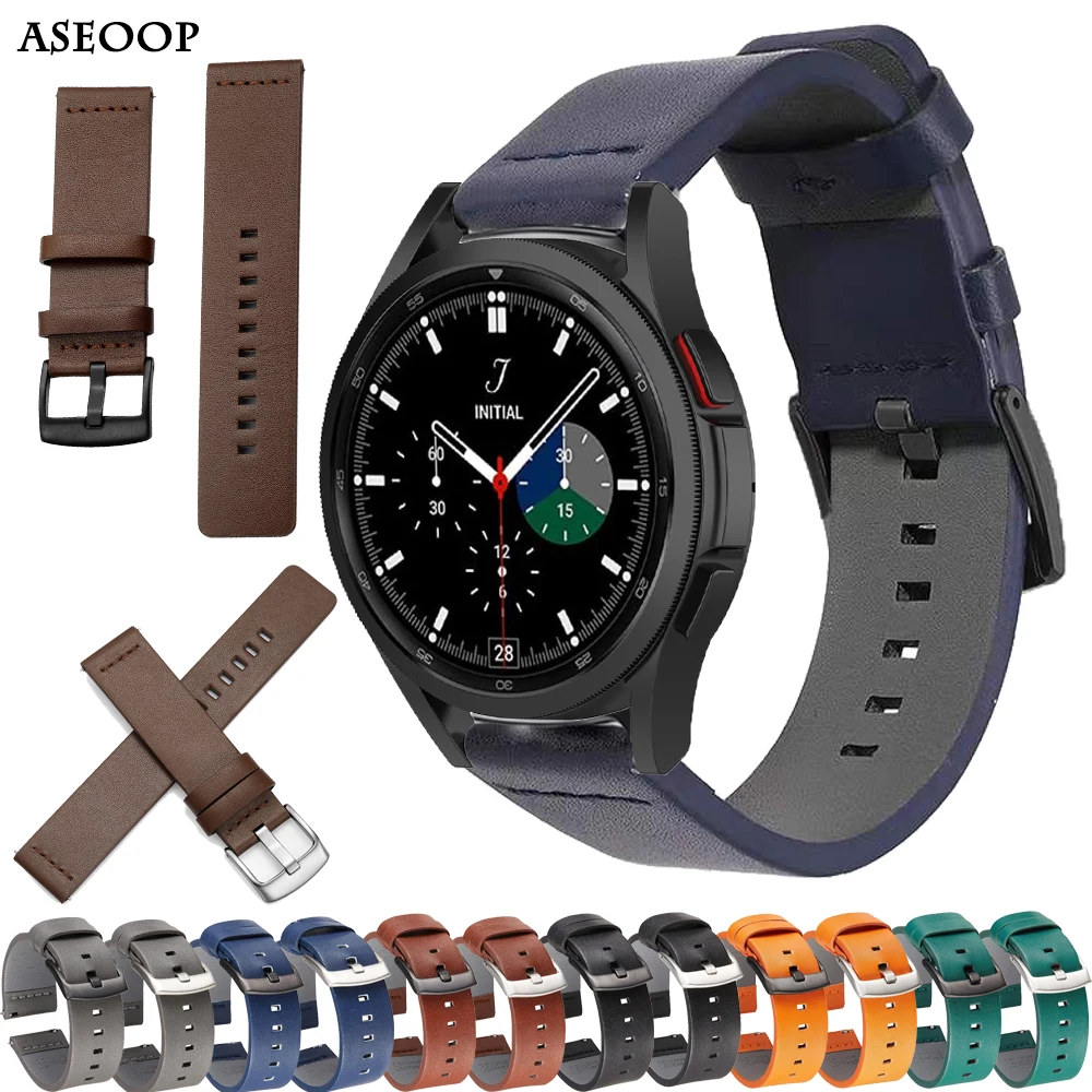 

Ремешок кожаный для Samsung Galaxy Watch 3 41 45 мм/Watch 42 46 мм/Active 2 40 Gear S2 S3, классический браслет для смарт-часов, 20 22 мм