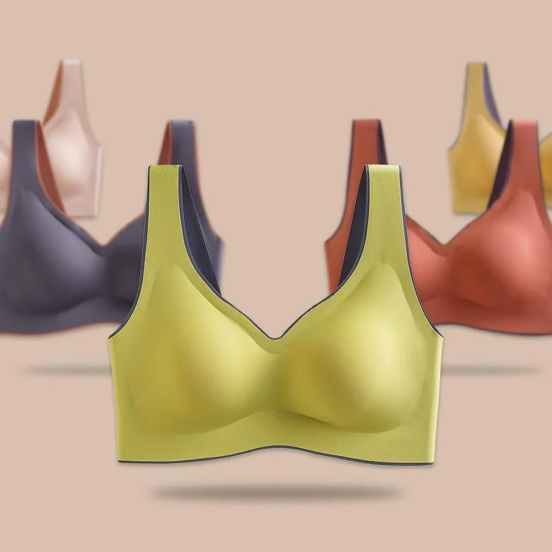 

Girlfriend Latex Underwear One-piece Color Contrast Beauty Back Without Comfortable Buckle Comfortable Vest Type Bra Female