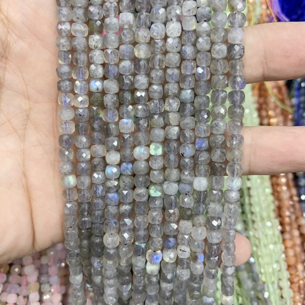 Натуральный лабрадорит турмалин камень бусины солнечный 4x4 мм куб DIY серьги