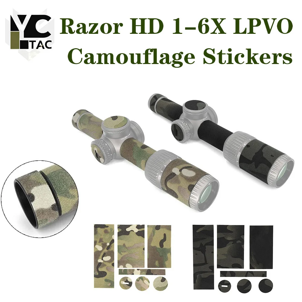 Фото Тактический прицел YCTAC Razor HD 1-6X LPVO с камуфляжной защитной наклейкой для страйкбола, охоты и стрельбы CS. №1