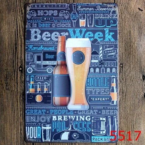 

Beer Week Vintage Metal Tin Sign Poster Artwork Pub Bar Wall Decor 20x30CM