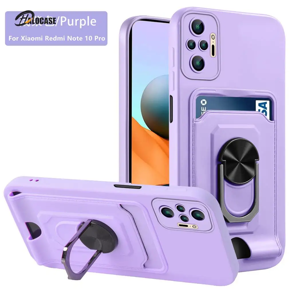 

Card Bag Magnetic Ring Holder Phone Case For Xiaomi POCO F3 M3 X3 Mi 12 11T Lite Redmi Note 11 10 9S 8 Pro Shockproof Soft Cover