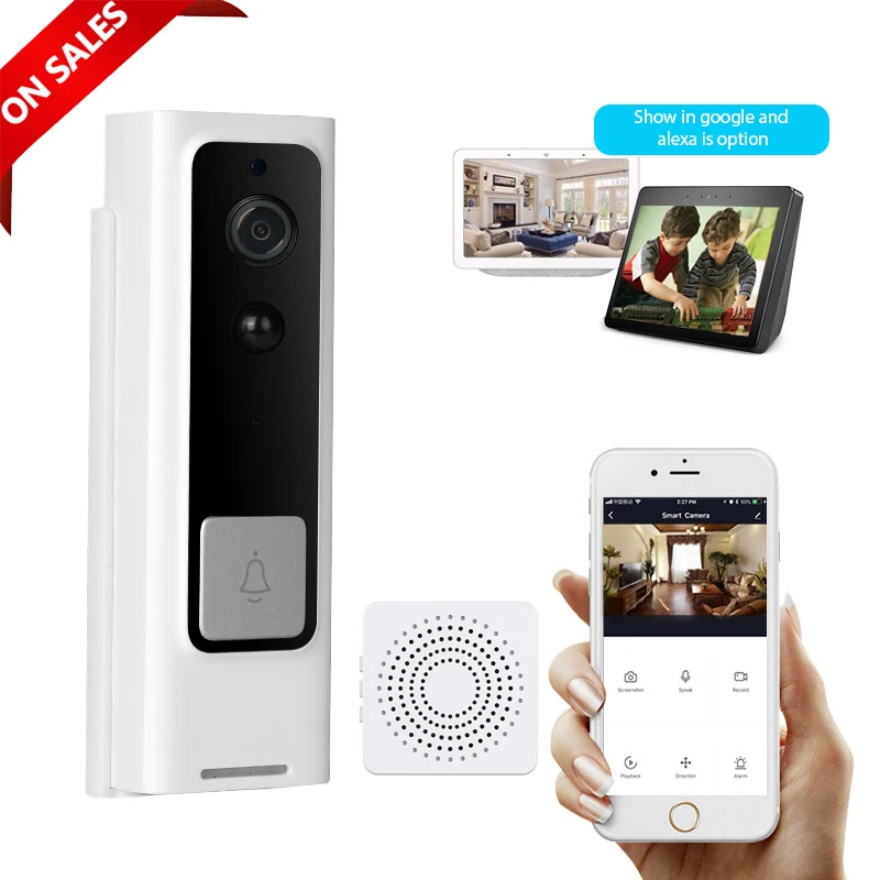 

Беспроводной дверной звонок с Wi-Fi, 1080P, HD, пик, ночное видение