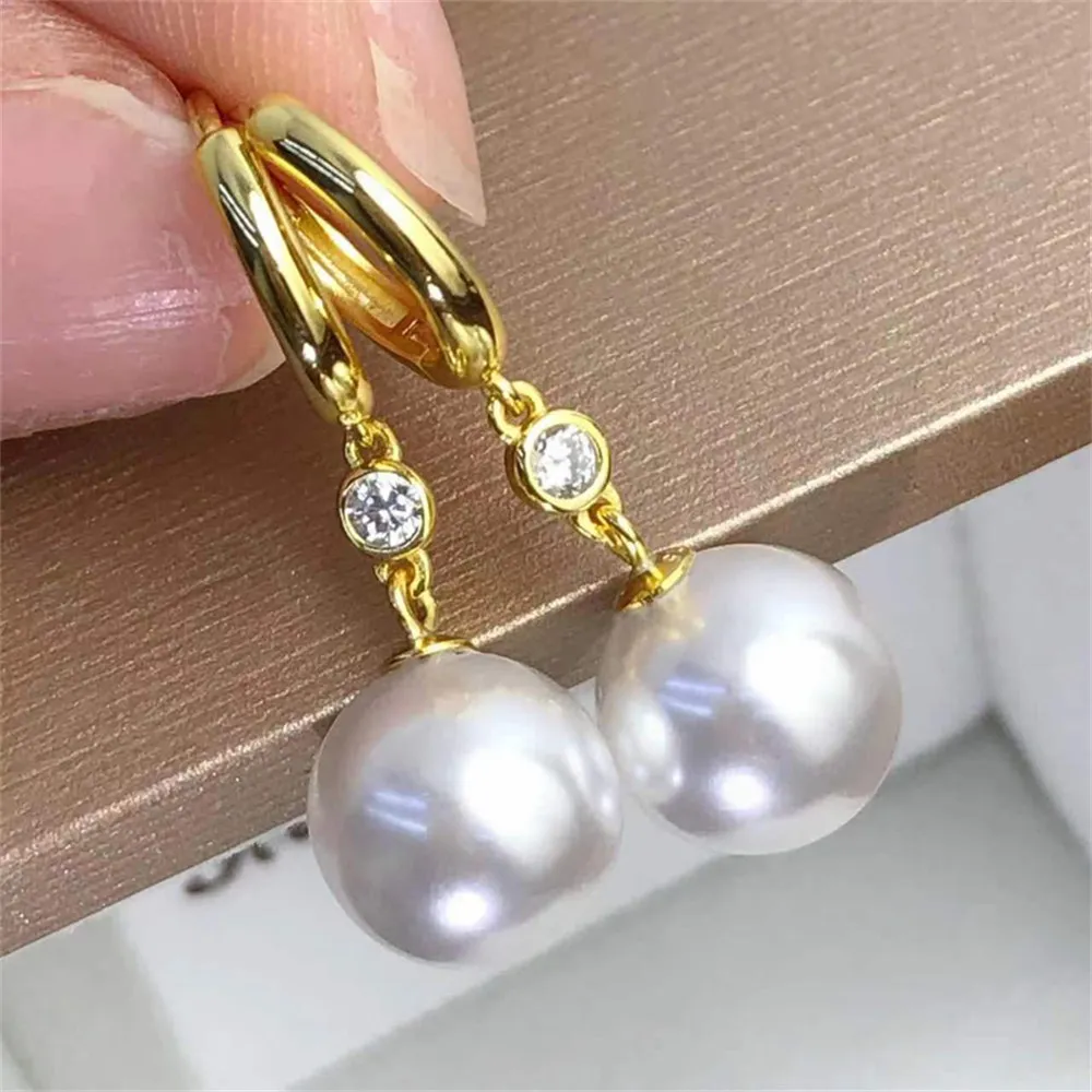 

DIY Pearl Ear Stud Accessories S925 Sterling Silver Jewelry Gold Ear Buckle Female Empty Fit 8-12mm Beads