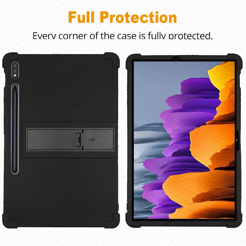 

Tablet Case for Samsung Galaxy Tab S7 11 " S7 Plus 12.4" Silicone Case SM-T870 T875 SM-T970 T975 Child Drop Stand Shell Cover