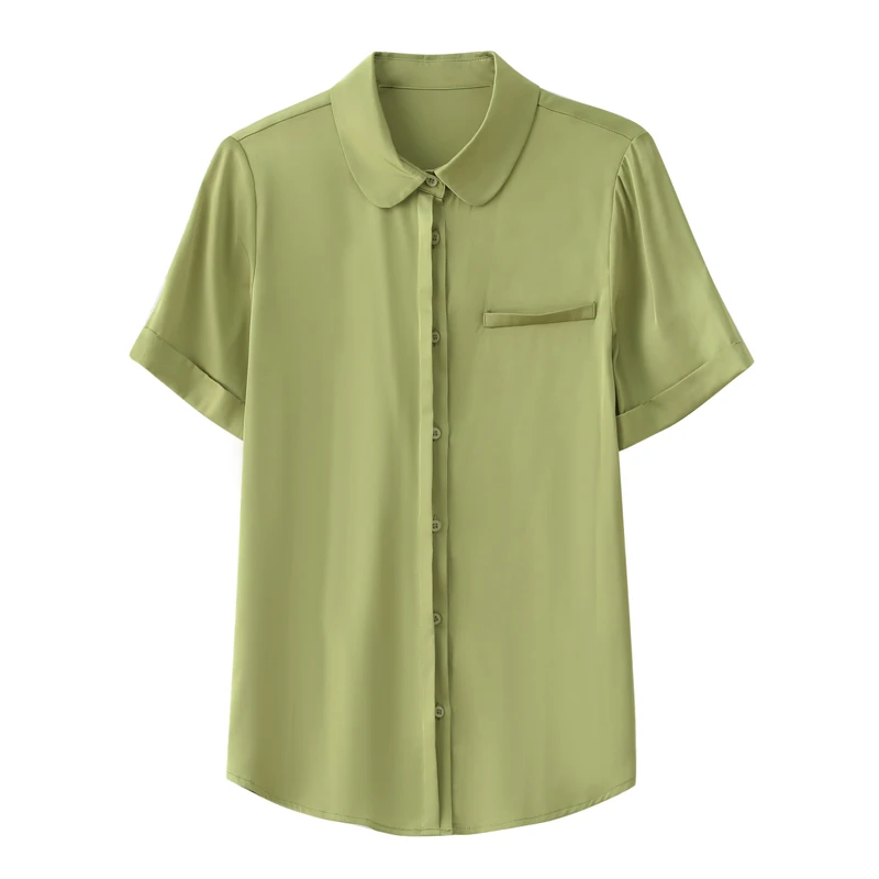 

Women's Satin Shirts Short Sleeve Shirt Loose Top