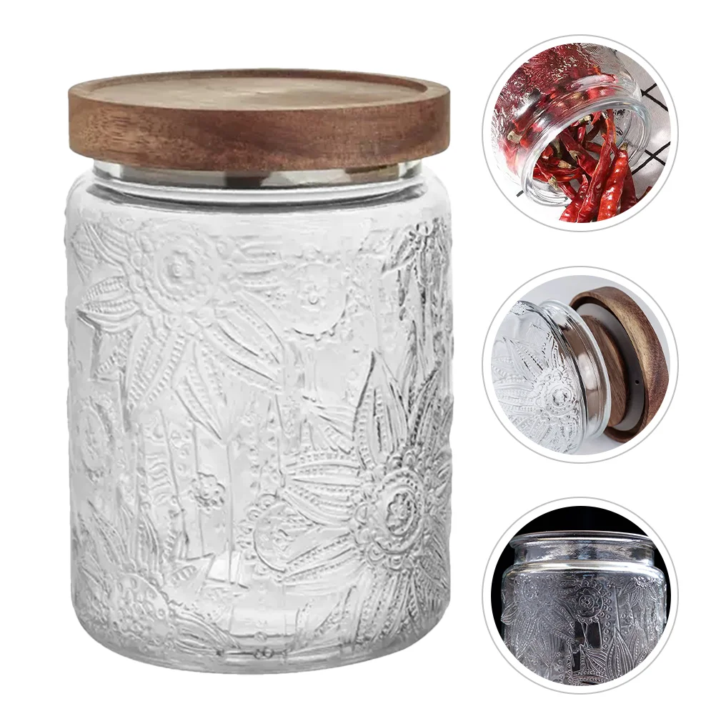 

Glass Coffee Container Set Food Dried Fruit Jar Sealed Silica Gel Tea Canister Bean Holder