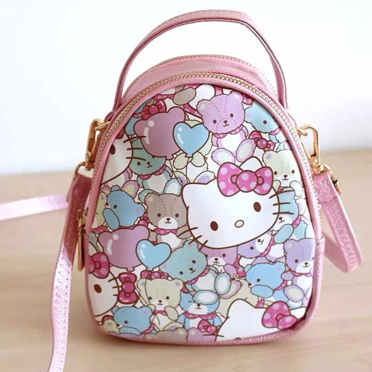 

Hello Kitty Kawaii Girl Heart Leather Handbag Diy Armpit Bag Loli All-match Shoulder Bags Casual Shopping Bag Women Totes