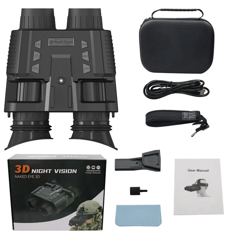 

1Set Nv8000 Naked Eye Digital Helmet Night Vision Device Binocular Black High-Definition