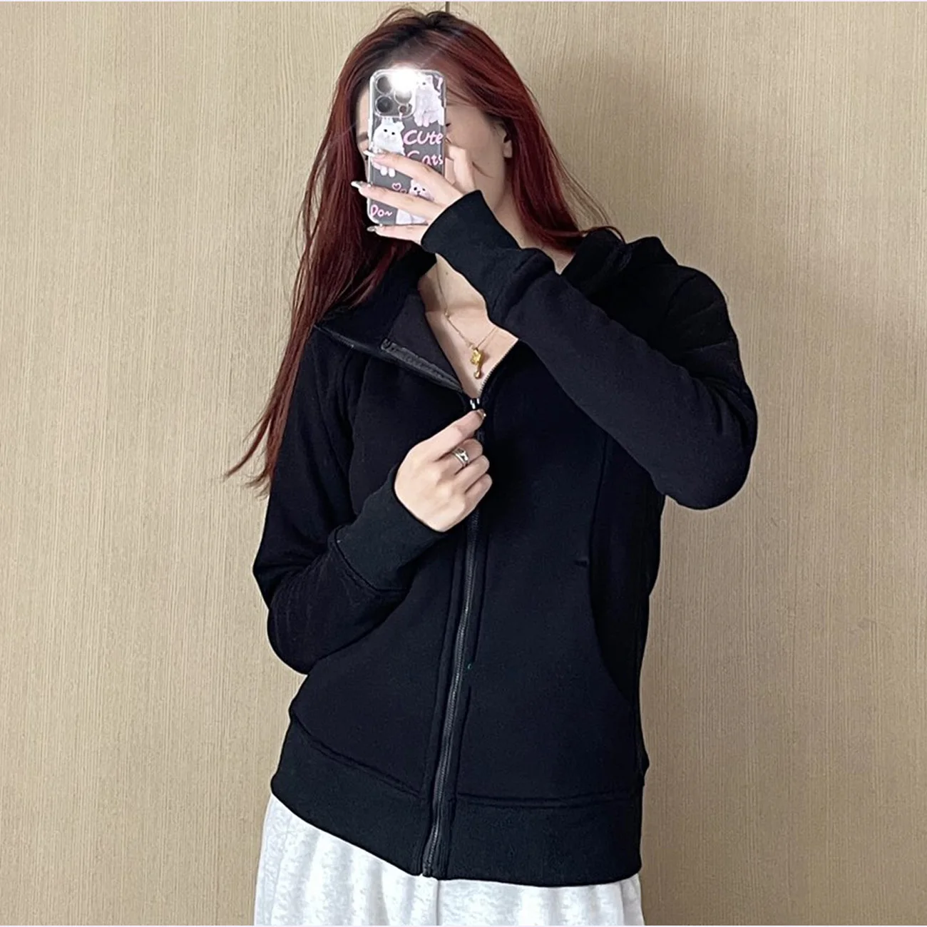 

Embroidered Logo Classic Fit Scuba Full-Zip Hoodie Breathable Without Fleece Workout Sport Top Training Leisure Sweatshirts