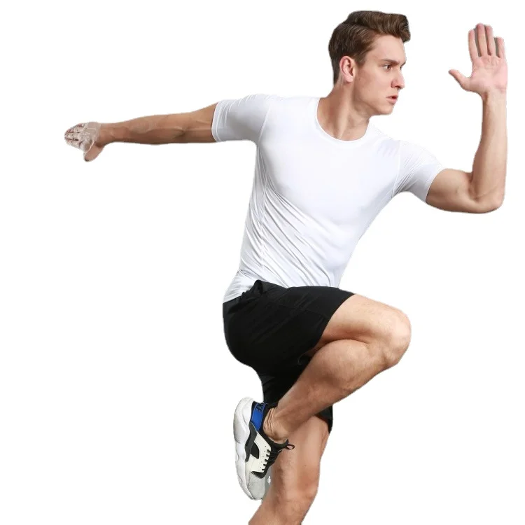 Summer Men's T-shirt Tight-fitting Short-sleeved Running Sports Fitness T-shirt Quick-drying High Elastic Sweatshirt Men's Top