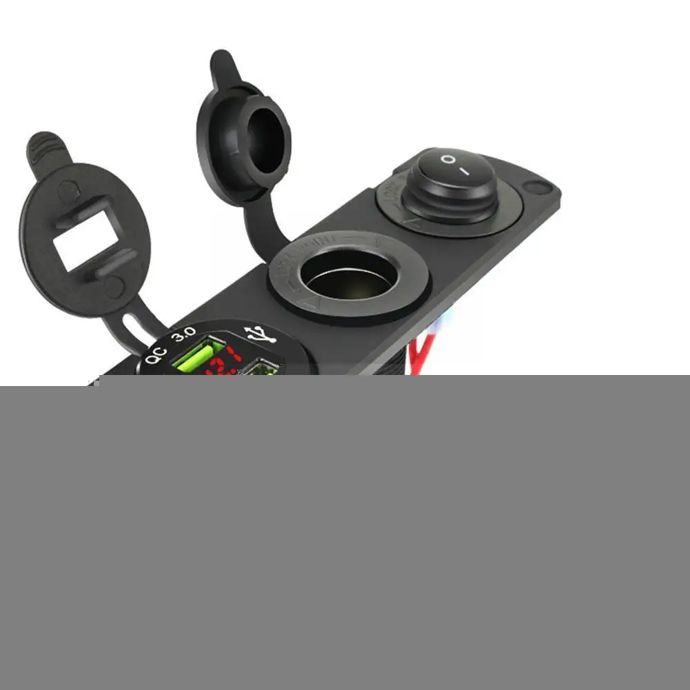 

3.0 Car Dual Usb Charger 3 In 1 Cigarette Lighter Socket Panel Splitter Usb Outlet With Voltmeter Switch For Car Marine N4d8
