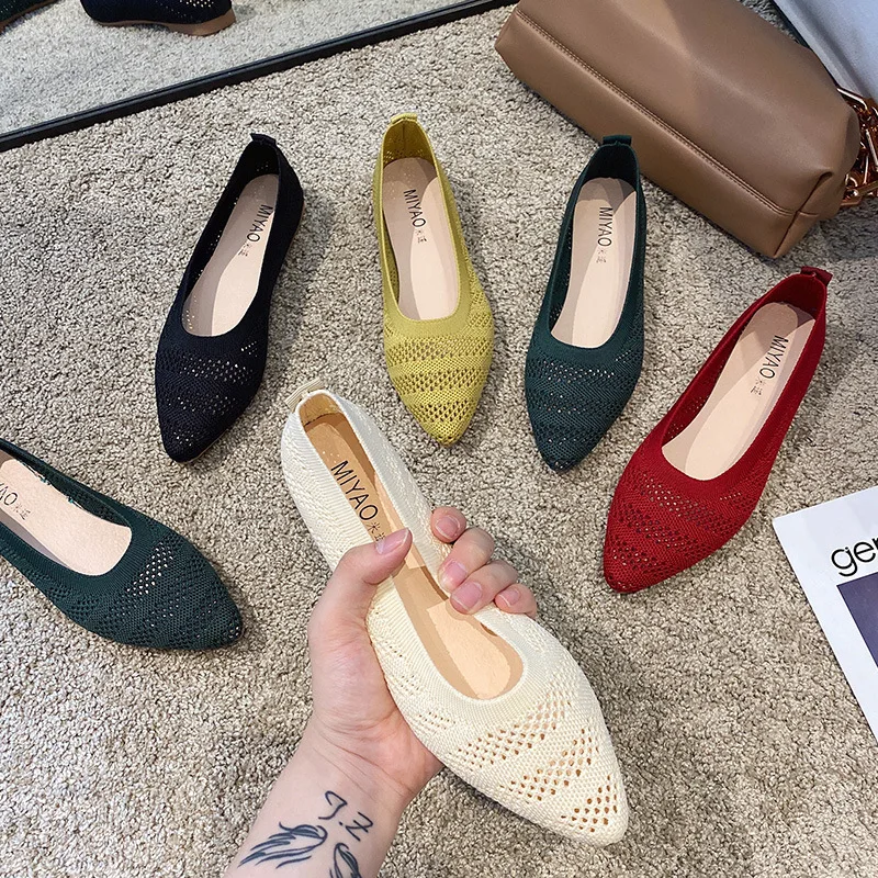 

2022 Fashion Ballerina Shoes Women Pointed Toe Breathable Ballet Flats Slip on Ladies Casual Soft Sole Loafers Boat Shoes