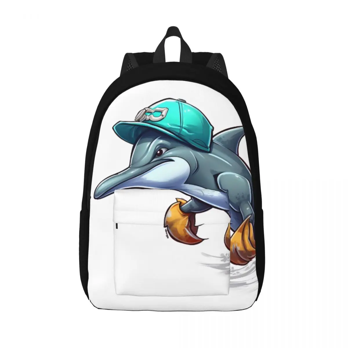 

Dolphin Canvas Backpacks Cartoon Drawing Style Breathable Cool Backpack Festival Bags