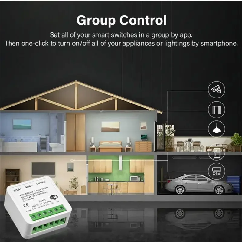 Умный выключатель Tuya ZigBee с поддержкой Wi-Fi 16 А