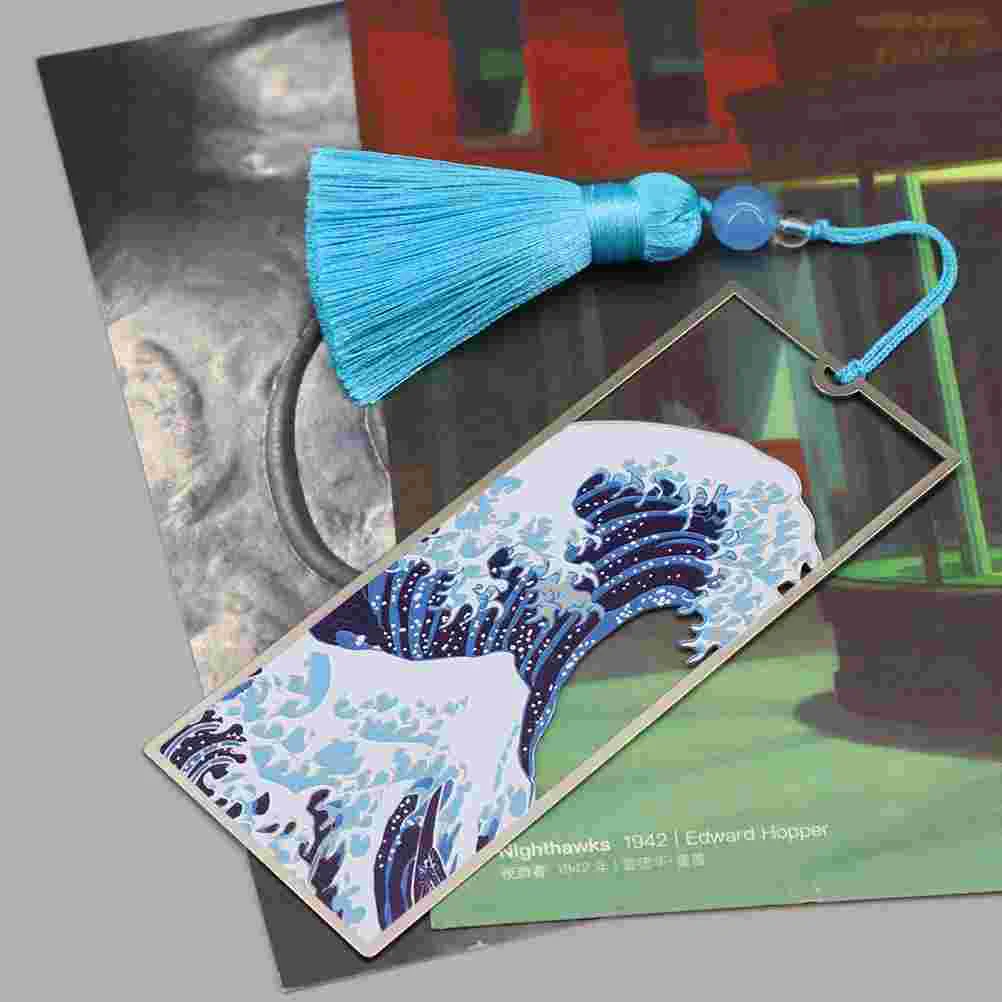 

1Pc Ocean Wave Bookmark Decorative Tassel Bookmark Gift Graduation Present Blue Bookmarks