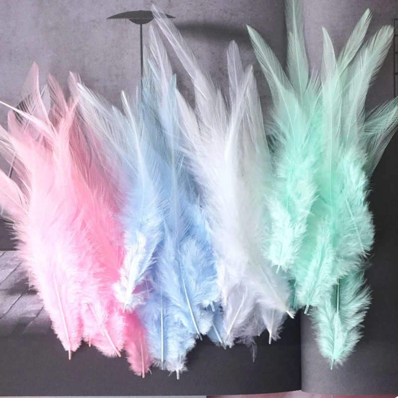 10-15cm White Rooster Feather Natural Chicken Feathers Decor Fly Tying Accessories Crafts for Needlework and Handicraft Dersses