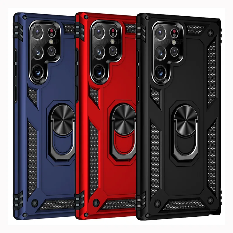 

Shockproof Armor Case For Samsung Galaxy S22 S23 S21 S20 FE S8 S9 S10 Plus Note 20 Ultra 8 9 10 Lite 5G Metal Ring Bumpers Cover