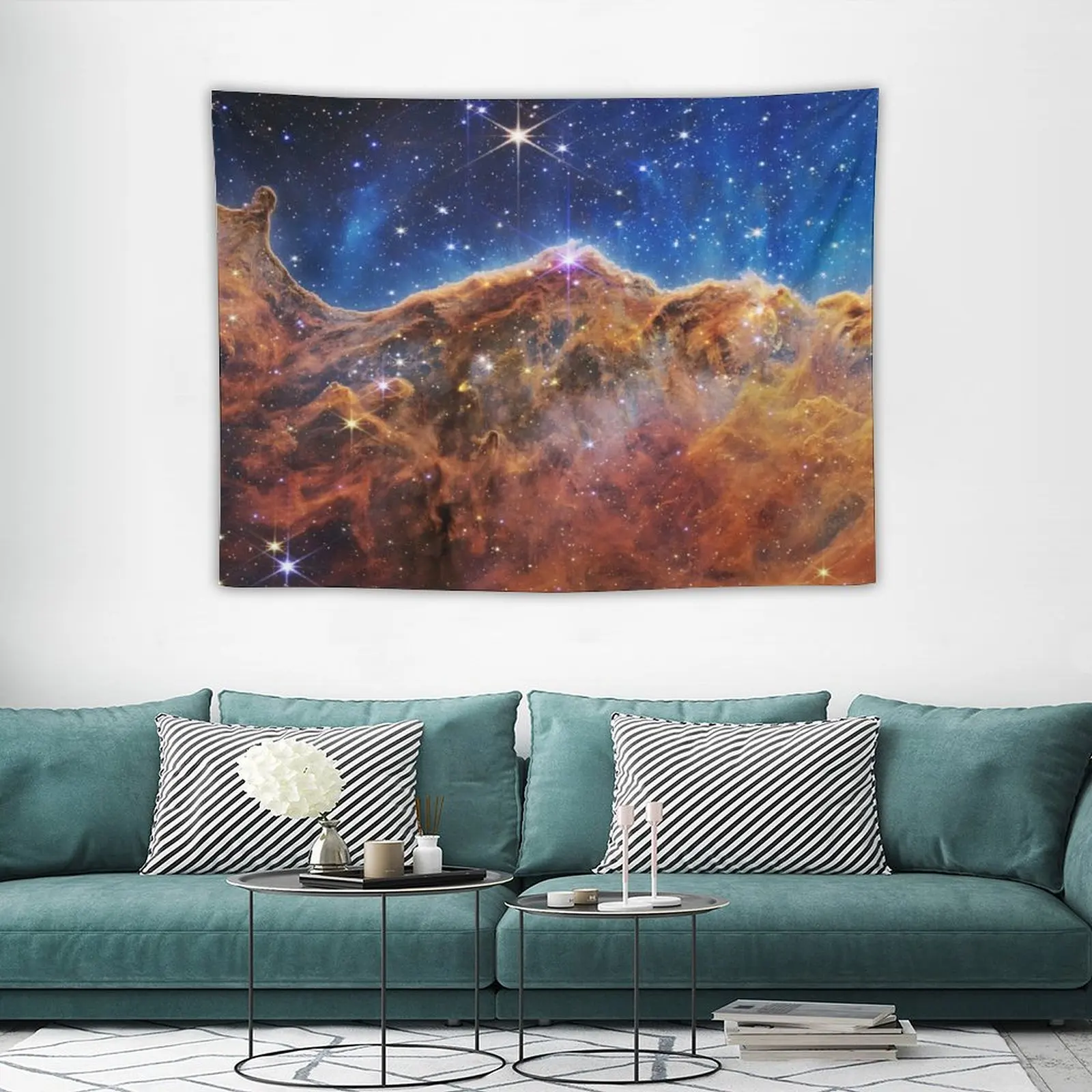 Космические Клиффы Туманность Карны NGC 3324 (James Webb/JWST) — космический постер гобелен