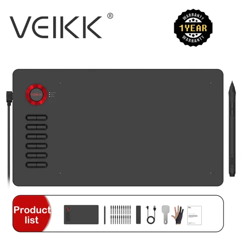 Графический планшет VEIKK A15, цифровой планшет для рисования, 10x6 дюймов, поддержка Android, Windows, Mac, перьевой планшет, онлайн-обучение